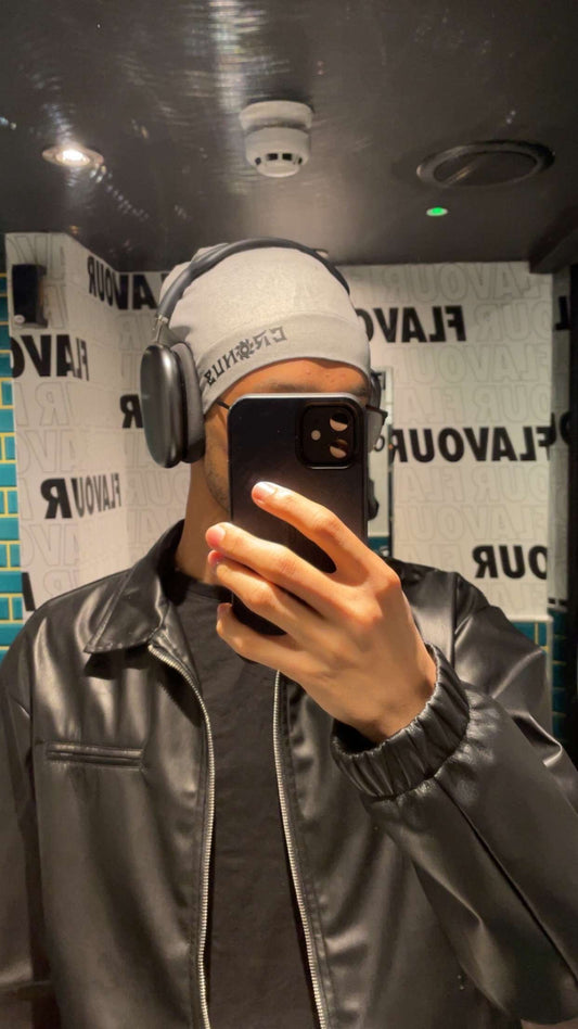 Grey satin skully